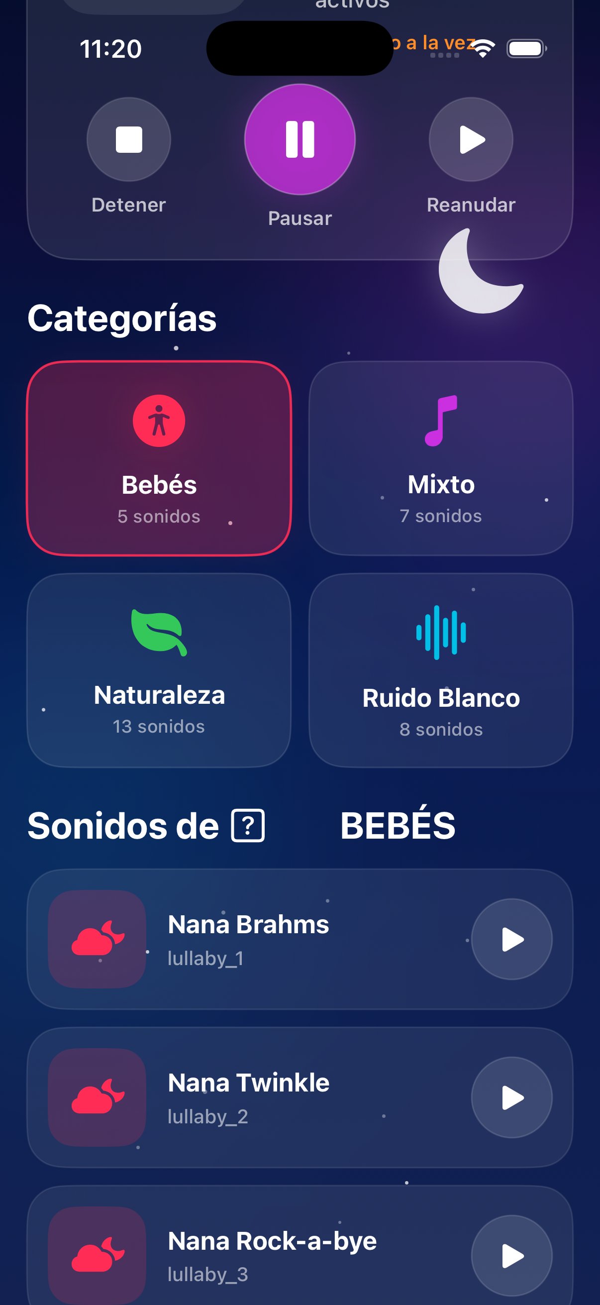 Pantallazo de app de bienestar Resonance