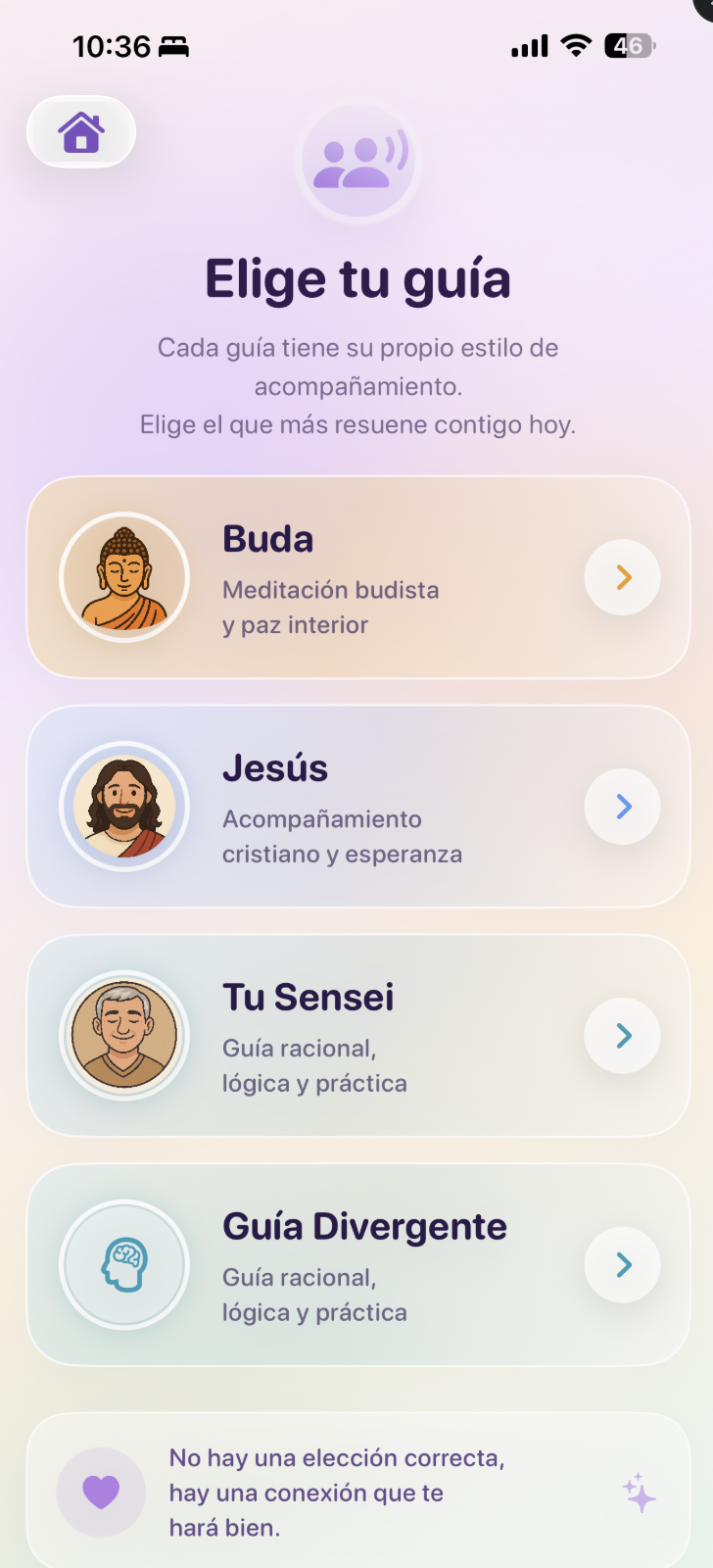 Pantalla elige tu guía de Soulnest